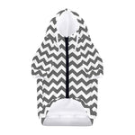 Grey And White Chevron Pattern Print Dog Zip Up Hoodie
