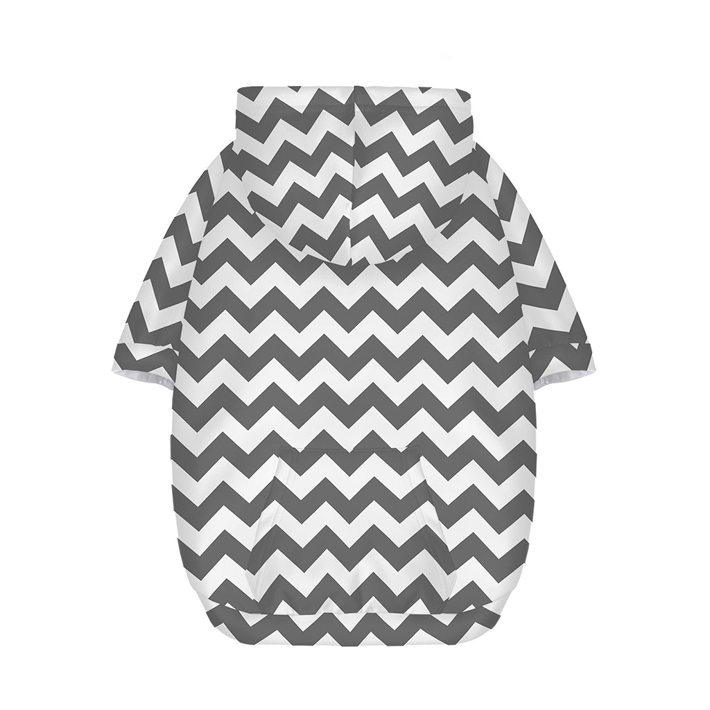 Grey And White Chevron Pattern Print Dog Zip Up Hoodie