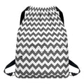 Grey And White Chevron Pattern Print Drawstring Backpack