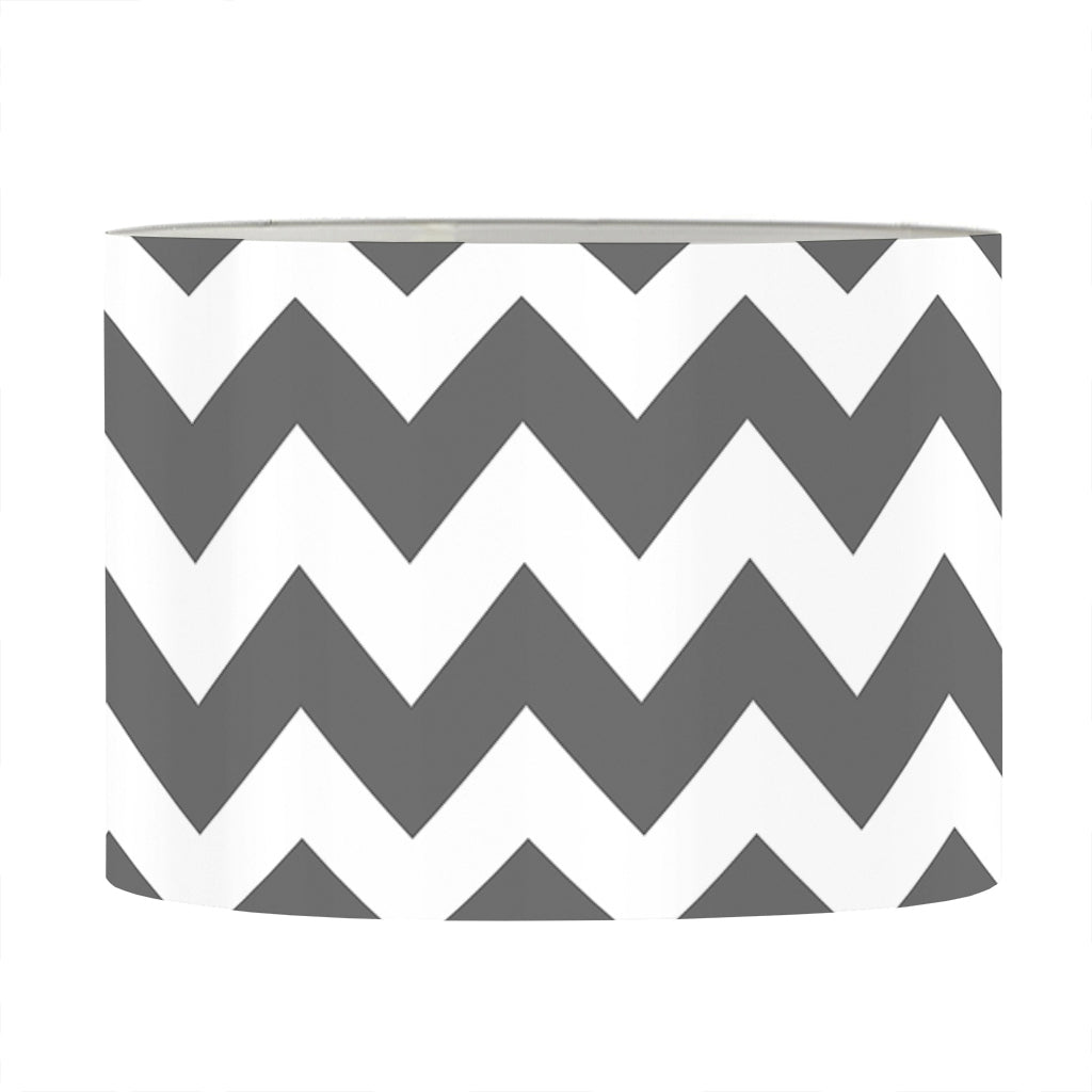 Grey And White Chevron Pattern Print Drum Lamp Shade