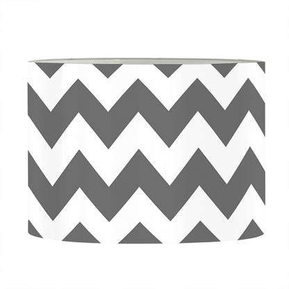 Grey And White Chevron Pattern Print Drum Lamp Shade