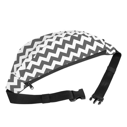 Grey And White Chevron Pattern Print Fanny Pack