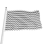 Grey And White Chevron Pattern Print Flag