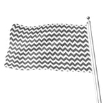 Grey And White Chevron Pattern Print Flag