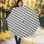 Grey And White Chevron Pattern Print Foldable Umbrella