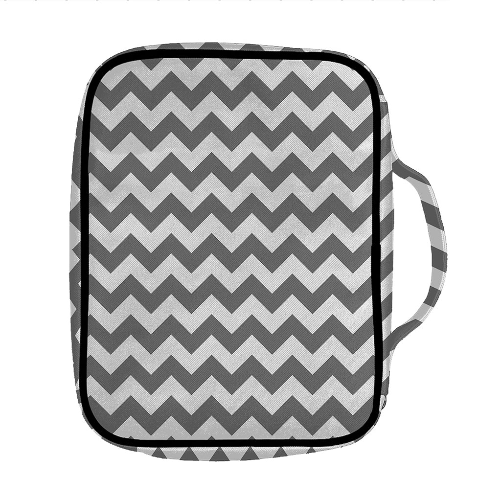 Grey And White Chevron Pattern Print Front Pocket Bible Bag
