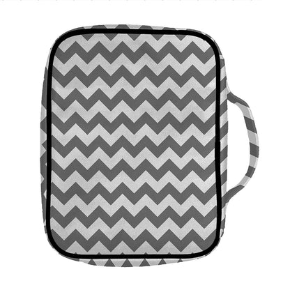 Grey And White Chevron Pattern Print Front Pocket Bible Bag