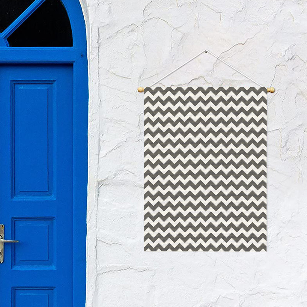 Grey And White Chevron Pattern Print Garden Flag