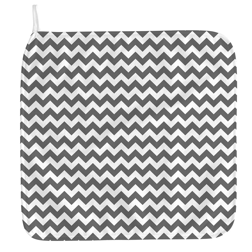 Grey And White Chevron Pattern Print Hand Towel
