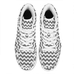 Grey And White Chevron Pattern Print High Top Leather Sneakers