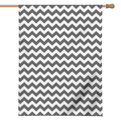 Grey And White Chevron Pattern Print House Flag
