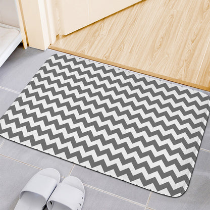 Grey And White Chevron Pattern Print Indoor Door Mat