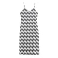 Grey And White Chevron Pattern Print Jersey Midi Cami Dress