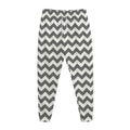 Grey And White Chevron Pattern Print Jogger Pants