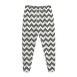 Grey And White Chevron Pattern Print Jogger Pants