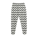 Grey And White Chevron Pattern Print Jogger Pants