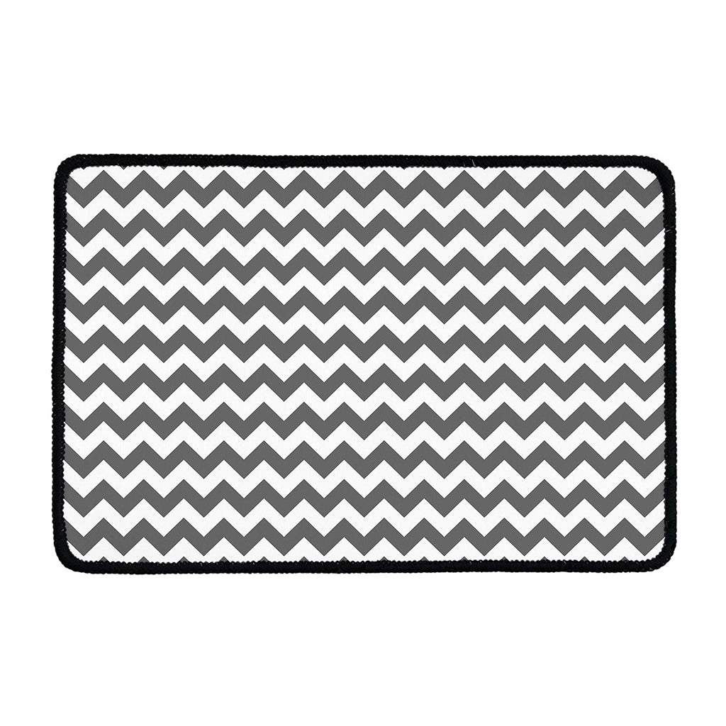 Grey And White Chevron Pattern Print Kitchen Mat