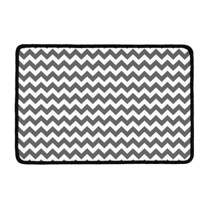 Grey And White Chevron Pattern Print Kitchen Mat