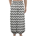 Grey And White Chevron Pattern Print Lantern Pants