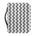 Grey And White Chevron Pattern Print Leather Bible Cover