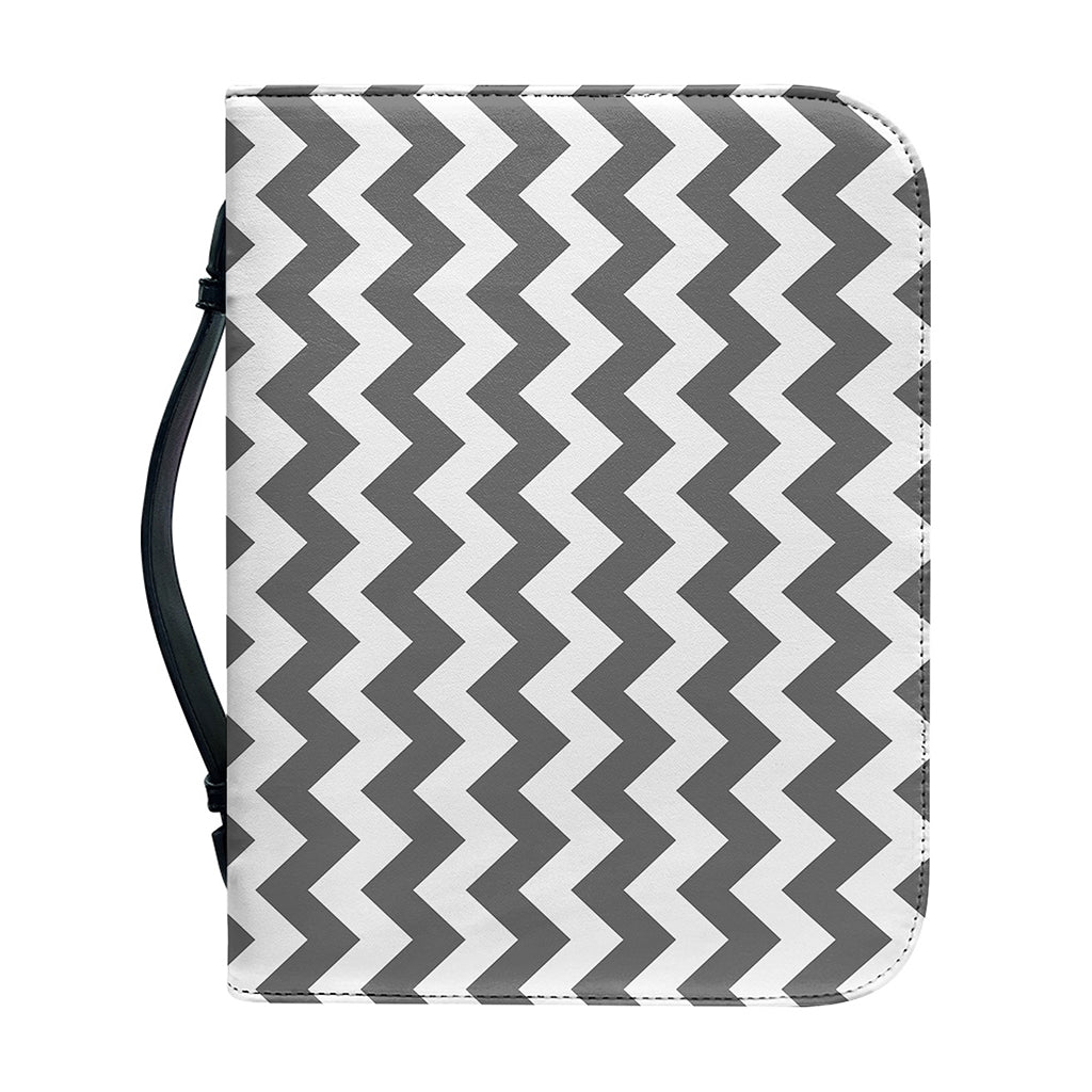 Grey And White Chevron Pattern Print Leather Bible Cover