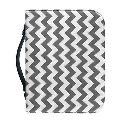 Grey And White Chevron Pattern Print Leather Bible Cover