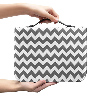 Grey And White Chevron Pattern Print Leather Bible Cover