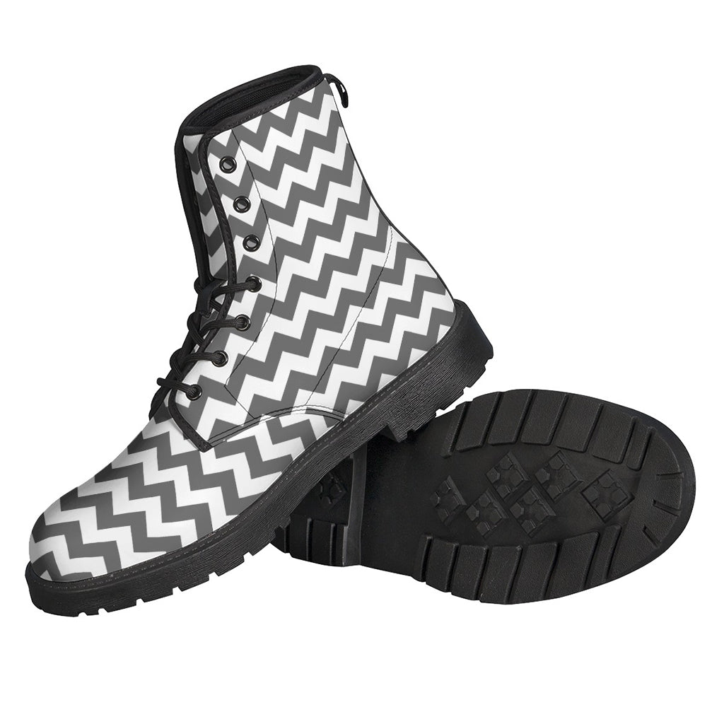 Grey And White Chevron Pattern Print Backpack