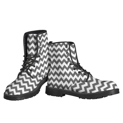 Grey And White Chevron Pattern Print Backpack