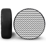 Grey And White Chevron Pattern Print Leather Spare Tire Cover