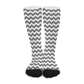 Grey And White Chevron Pattern Print Long Socks