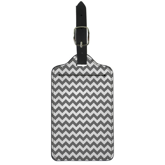 Grey And White Chevron Pattern Print Luggage Tag