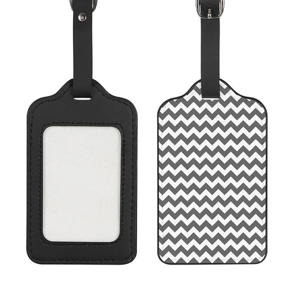 Grey And White Chevron Pattern Print Luggage Tag