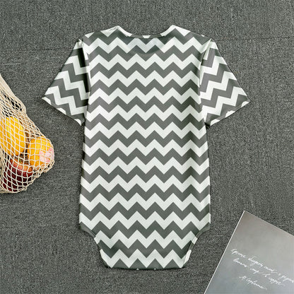 Grey And White Chevron Pattern Print Men's Bodysuit