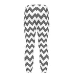 Grey And White Chevron Pattern Print Men's leggings