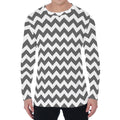 Grey And White Chevron Pattern Print Men's Long Sleeve T-Shirt
