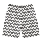 Grey And White Chevron Pattern Print Men's Swim Trunks