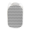 Grey And White Chevron Pattern Print Mesh Laundry Hamper