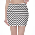 Grey And White Chevron Pattern Print Pencil Mini Skirt
