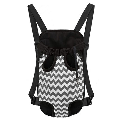 Grey And White Chevron Pattern Print Pet Carrier Backpack