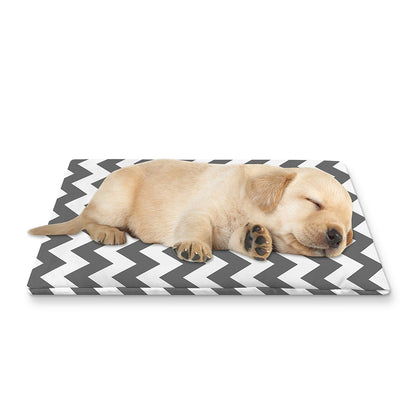 Grey And White Chevron Pattern Print Pet Cooling Mat Cover