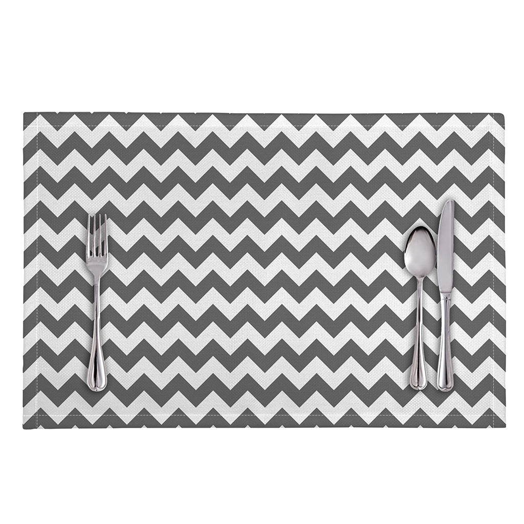 Grey And White Chevron Pattern Print Placemat