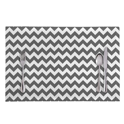 Grey And White Chevron Pattern Print Placemat