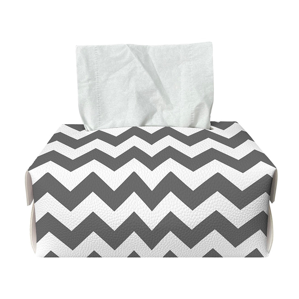 Grey And White Chevron Pattern Print Rectangle Tissue Box Cover