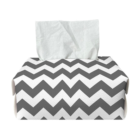 Grey And White Chevron Pattern Print Rectangle Tissue Box Cover