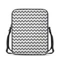 Grey And White Chevron Pattern Print Rectangular Crossbody Bag