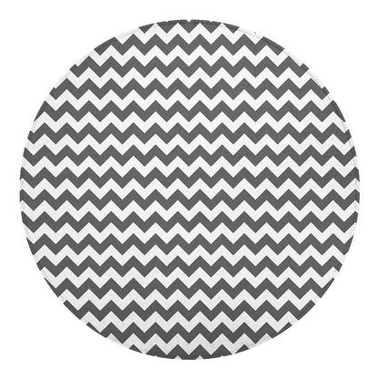 Grey And White Chevron Pattern Print Round Blanket