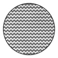 Grey And White Chevron Pattern Print Round Floor Mat