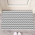 Grey And White Chevron Pattern Print Rubber Doormat