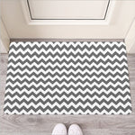 Grey And White Chevron Pattern Print Rubber Doormat